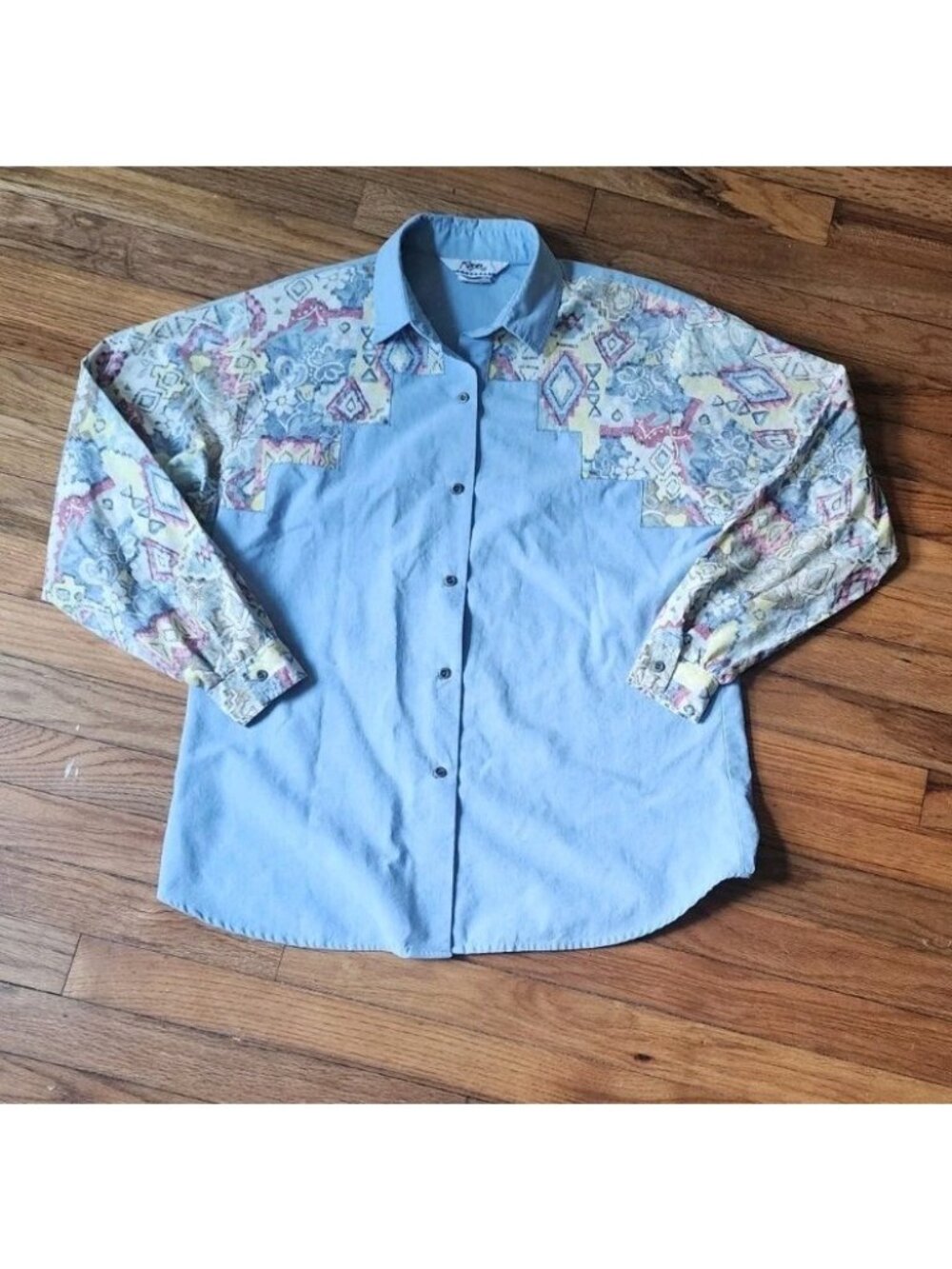 Vintage Roper Aztec Southwestern Button Up Shirt Large Cotton Rodeo Cowboy USA